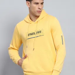 Monte Carlo Yellow Regular Fit Printed Hooded Sweatshirt image 1