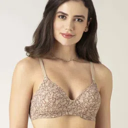 Amante Beige Floral Print Bra image 1