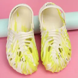 Fame Forever by Lifestyle Kids Off-White & Yellow Back Strap Clogs image 1