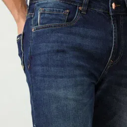 Ad By Arvind Navy Cotton Slim Fit Jeans image 5