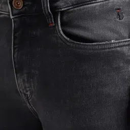 Simon Carter London Regular Fit Black Lightly Washed Mid Rise Jeans image 4