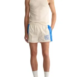 Gant White Relaxed Fit Logo Printed Shorts image 4