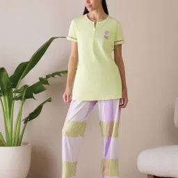 Sweet Dreams Green Plain Pyjama Set image 1