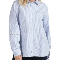 Tommy Hilfiger Breezy Blue Stripes Regular Fit Shirts image 1