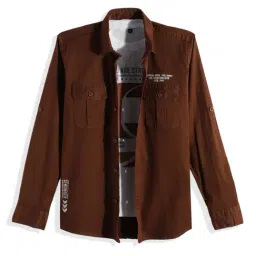 Charchit Boys Brown Cotton Printed Regular Fit Shirt-picture-27