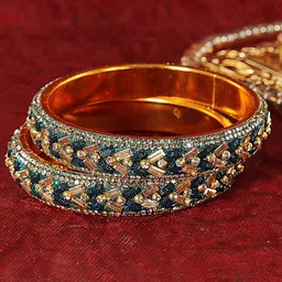 LAVAZZA Set Of 2 Stone-Studded &  Beaded Bangles-picture-27