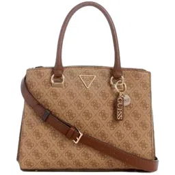GUESS Latte Brown Noelle Printed Girlfriend Satchel image 1