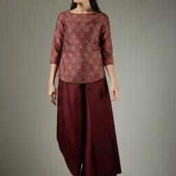 Fablestreet Burgundy Polyester Regular Fit Tribal Top image 4