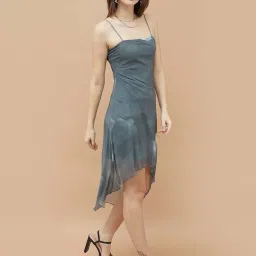 Ginger By Lifestyle Grey Regular Fit Printed Dress image 1