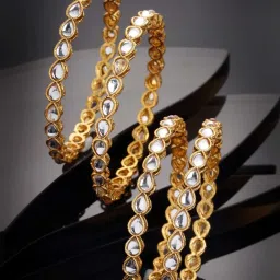 Panash Gold Kundan Studded Handcrafted Set of 4 Bangles image 1