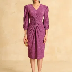 Kazo Purple Lace Pattern Casual Dress image 1