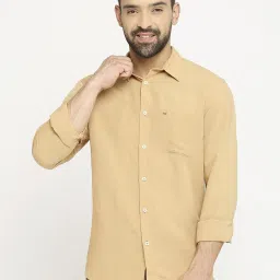 Basics Brown Cotton Slim Fit Shirt image 1