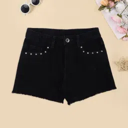 Pantaloons Junior Girls Black Beauty Shorts-picture-23