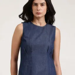 Fablestreet Navy Blue Cotton Regular Fit Top-image-3