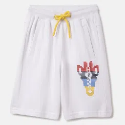 Blue Giraffe Boys White Pure Cotton Print Shorts image 1