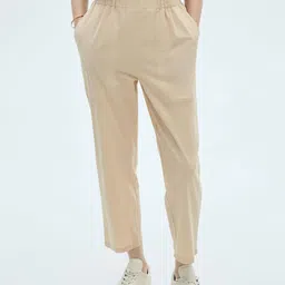 MANGO Women Mid-Rise Pure Cotton Straight Fit Cropped Trousers-picture-49