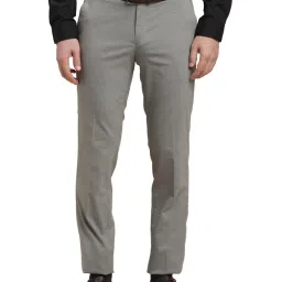 Turtle Grey Slim Fit Dobby Trousers image 1