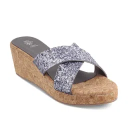 Tresmode Women's Pewter Cross Strap Wedges image 1