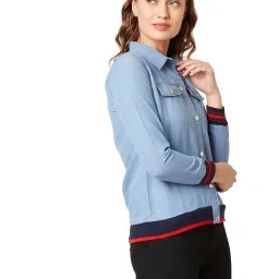 Miss Chase Light Blue Relaxed Fit Jacket image 3