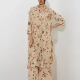 Zuba by Westside Beige Botanical Design A-Line Kurta-picture-32