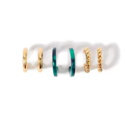 Accessorize London Willow Green & Golden Hoop Earrings - Set of 3 image 3