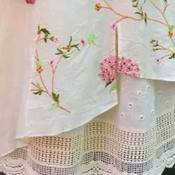 Autumnlane White 2 Pc Layered Full Embroidered Dress image 4