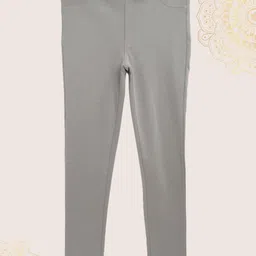 Biba Girls Grey Solid Treggings-picture-21