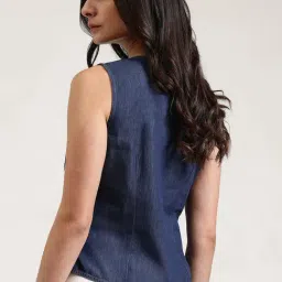 Fablestreet Navy Blue Cotton Regular Fit Top image 2