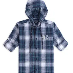 Charchit Boys Green Cotton Chequered Regular Fit Shirt image 4