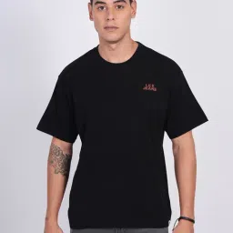 Lee Black Loose Fit Printed Cotton Oversized Crew T-Shirt-image-47
