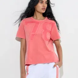 studiofit women Studiofit by Westside Coral Numerical-Printed Cotton T-Shirt-picture-35