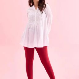 Go Colors! Bright Red Solid Leggings-picture-29