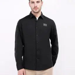 Iconic Mens Black Solid Collar Shirt-image-8