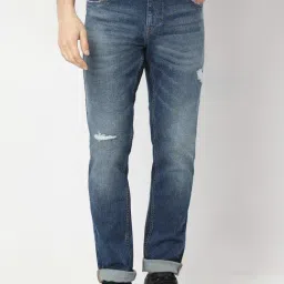 Spykar Blue Cotton Blend Slim Solid Jeans-picture-21