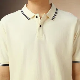 TIGER SNAKE Men Solid Polo Collar Cotton T-shirt image 3