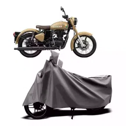 Auto Pearl Two Wheeler Cover with Bag for Royal Enfield Classic 350 Signals, Silver-picture-14