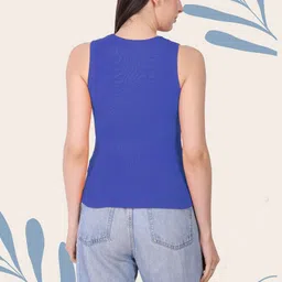 SSTAIR Women Ribbed Cut Out Keyhole Neck Tank Regular Top-image-39