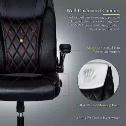 ib basics Ergonomica High Back Leatherette Ergonomic Manager Office Chair Black, Ergo048 image 4