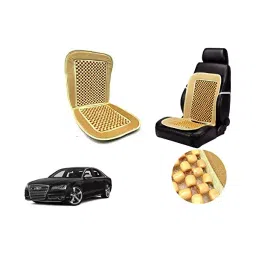 Auto Pearl Car Wooden Bead Seat Cushion with Beige Velvet Border Compatible for Audi S8-picture-17