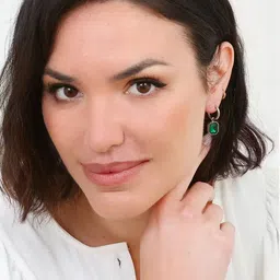 EL REGALO Stainless Steel Stone Studded Geometric Drop Earrings image 4