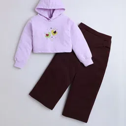 Hopscotch Girls Purple Hoodie Cotton Long Sleeves Sweatshirt & Pants-image-6