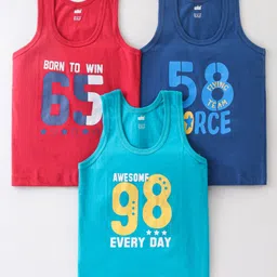 Simply Sinker Sleeveless Number Printed Vests Pack of 3 - Red & Blue-picture-26
