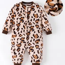 Kookie Kids Full Sleeves Full Sleeves Romper with Cheetah Print Design - Multicolour-image-56