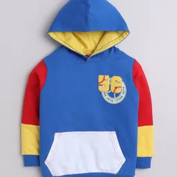 BUMZEE Full Sleeves Text Printed Hooded Sweatshirt - Royal Blue-image-46