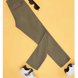 Pantaloons Junior Cotton Spandex Solid Trousers - Olive Green-picture-23