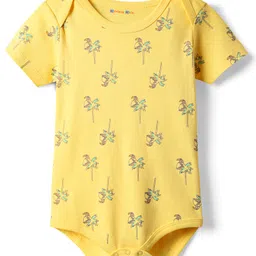 kookie kids india Kookie Kids Interlock Knit Half Sleeves Onesie With Tree Print - Yellow-picture-24