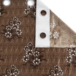 bsb home Coffee Brown Set of 2 Floral Window Curtain image 3