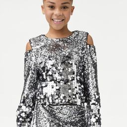 Marks & Spencer Girls Sequined Cold-Shoulder Sleeves Top-picture-41