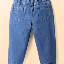 Mark & Mia Cotton Lycra Full Length Jeans With Football Theme Graphic - Blue image 3