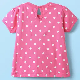 Babyhug 100% Cotton Knit Half Sleeves T-Shirts With Polka Dots Heart & Enjoy The Day Text Print Pack of 3 - Pink & White image 3